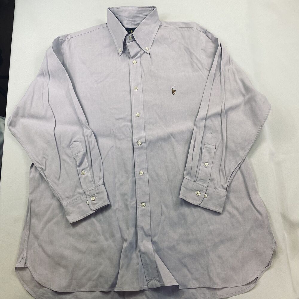 Ralph Lauren Mens Lavender Long Sleeve Button Down Dress Shirt Size 17.5 34/35